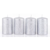 Pl Świeca 4-Pack Brokat Srebrny