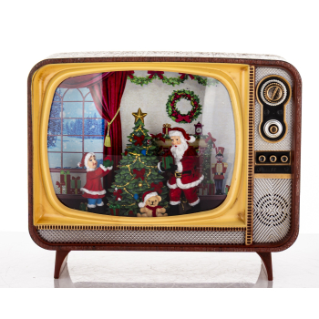 Dekoracja Mikołaj W Telewizorze Z Pozytywką Led