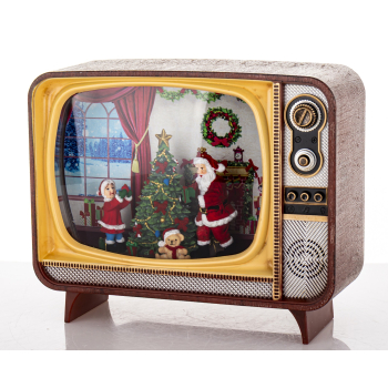 Dekoracja Mikołaj W Telewizorze Z Pozytywką Led