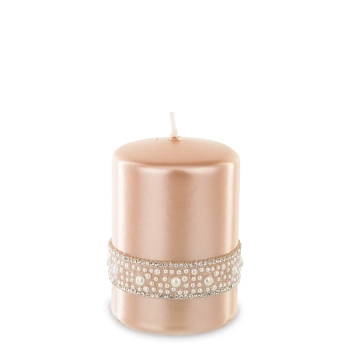 Pl Rose Gold Świeca Crystal Opal Walec Mały Fi7