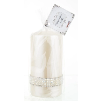 Pl Kremowy Świeca Crystal Opal Pearl Walec Średni