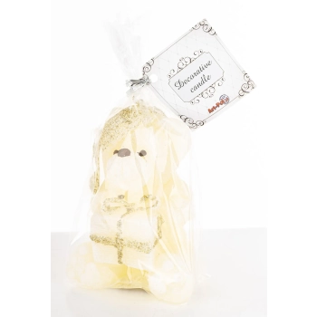 Pl Świeca Figurka Teddy Świąteczny Kremowy