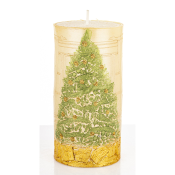 Pl Świeca Walec Średni Xmas Room Szampan Zieleń