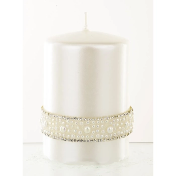 Pl Biały Świeca Crystal Opal Pearl Walec Mały Fi7