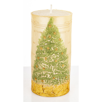 Pl Świeca Walec Średni Xmas Room Szampan Zieleń