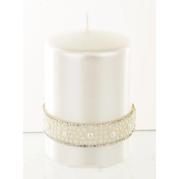 Pl Biały Świeca Crystal Opal Pearl Walec Mały Fi7