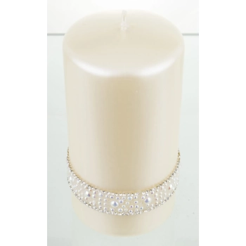 Pl Kremowy Świeca Crystal Opal Pearl Walec Średni