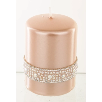 Pl Rose Gold Świeca Crystal Opal Walec Mały Fi7