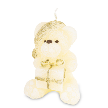 Pl Świeca Figurka Teddy Świąteczny Kremowy