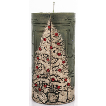 Pl Świeca Walec Średni Xmas Room Zieleń Szampan