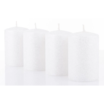 Pl Świeca 4-Pack Brokat Biały