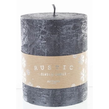 Pl Czarny Świeca Rustic Metalic Walec Średni Fi9
