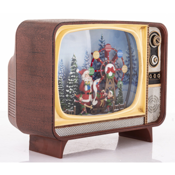 Dekoracja Mikołaj W Telewizorze Z Pozytywką Led