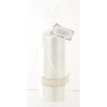 Pl Biały Świeca Crystal Opal Pearl Walec Duży Fi7