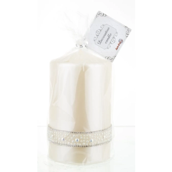 Pl Krem Świeca Crystal Opal Pearl Walec Średni Fi8
