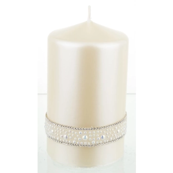 Pl Krem Świeca Crystal Opal Pearl Walec Średni Fi8