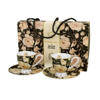 Pl 2 Filiżanki Espresso Spodek English Roses Black