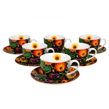 Pl Kpl 6 Filiżanek Ze Spodkami 280 Ml Ethnic