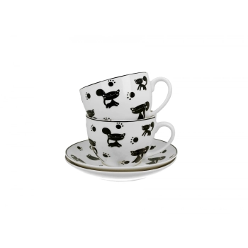 Pl 2 Filiżanki Ze Spodkami Koty Czanre 280Ml-Prom.