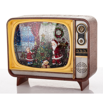 Dekoracja Mikołaj W Telewizorze Z Pozytywką Led