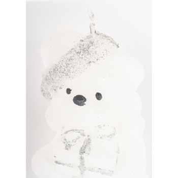 Pl Świeca Figurka Teddy Świąteczny Biały