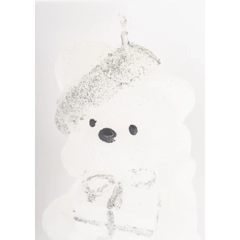 Pl Świeca Figurka Teddy Świąteczny Biały
