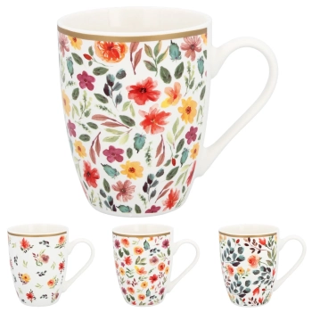 Pl Kubek Porcelanowy Kwiaty/Liście 340 Ml