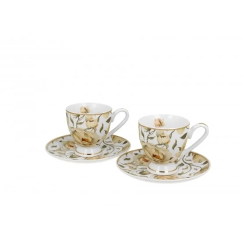 Pl 2 Filiżanki Espresso Spodek English Roses White