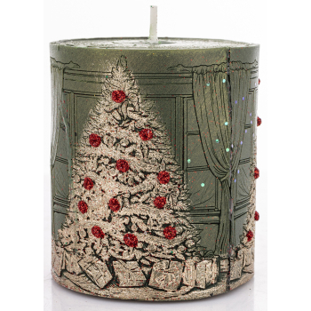 Pl Świeca Walec Mały Xmas Room Zieleń Szampan