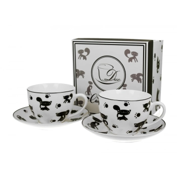 Pl 2 Filiżanki Ze Spodkami Koty Czanre 280Ml-Prom.