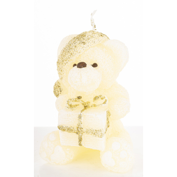 Pl Świeca Figurka Teddy Świąteczny Kremowy
