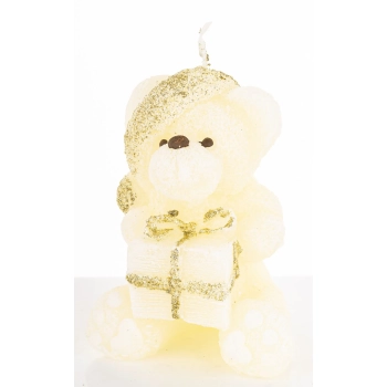 Pl Świeca Figurka Teddy Świąteczny Kremowy