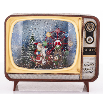 Dekoracja Mikołaj W Telewizorze Z Pozytywką Led