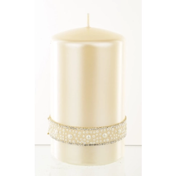 Pl Krem Świeca Crystal Opal Pearl Walec Średni Fi8