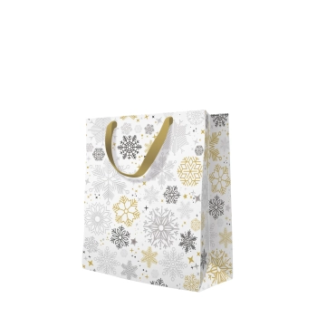 Pl Torebka Metallic Snowflakes Medium