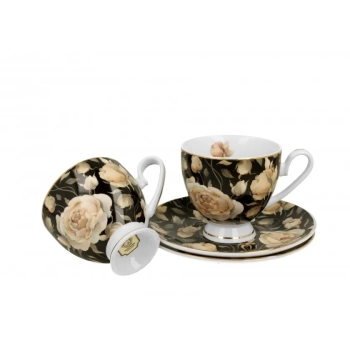 Pl 2 Filiżanki Ze Spodkami English Roses Black