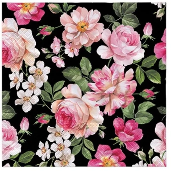 Pl Serwetki Roses Glory Black