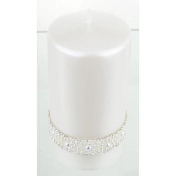 Pl Biały Świeca Crystal Opal Pearl Walec Średni Fi