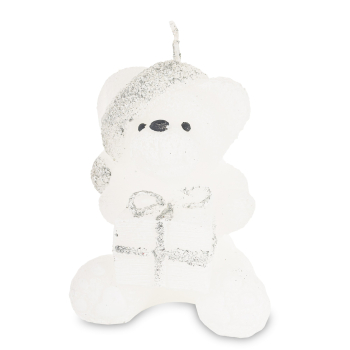Pl Świeca Figurka Teddy Świąteczny Biały