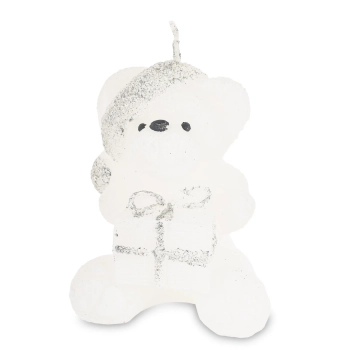 Pl Świeca Figurka Teddy Świąteczny Biały