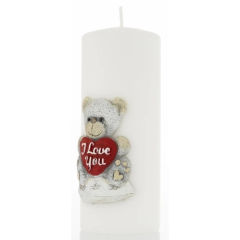 Pl Świeca Biała Teddy Walec Duży Fi7