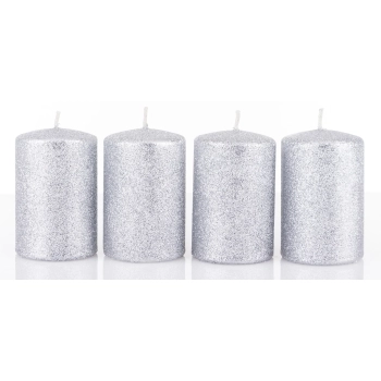 Pl Świeca 4-Pack Brokat Srebrny