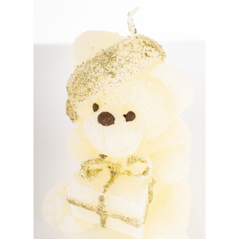 Pl Świeca Figurka Teddy Świąteczny Kremowy