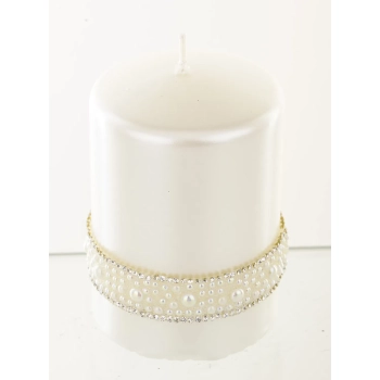 Pl Biały Świeca Crystal Opal Pearl Walec Mały Fi7