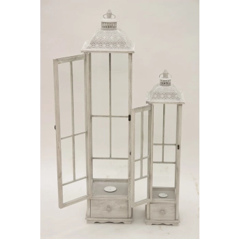 Lampion Drewniany S/2