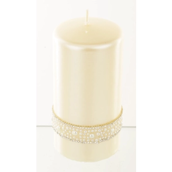 Pl Kremowy Świeca Crystal Opal Pearl Walec Średni