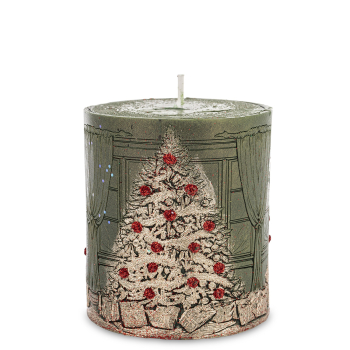 Pl Świeca Walec Mały Xmas Room Zieleń Szampan
