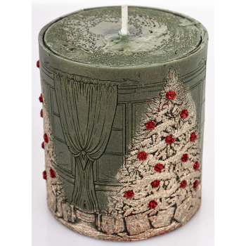 Pl Świeca Walec Mały Xmas Room Zieleń Szampan