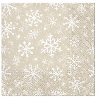 Pl Serwetki Christmas Snowflakes Beige