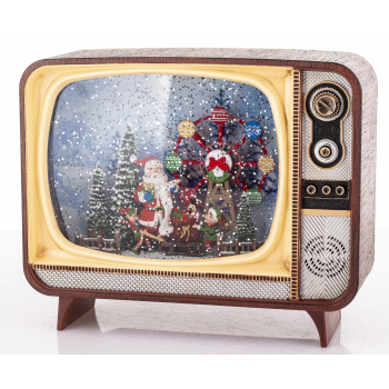 Dekoracja Mikołaj W Telewizorze Z Pozytywką Led